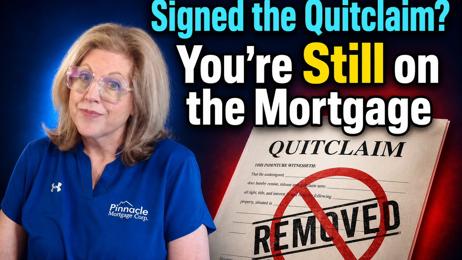Divorce decree and mortgage documents on a table illustrating why a quitclaim deed does not remove a name from the home loan