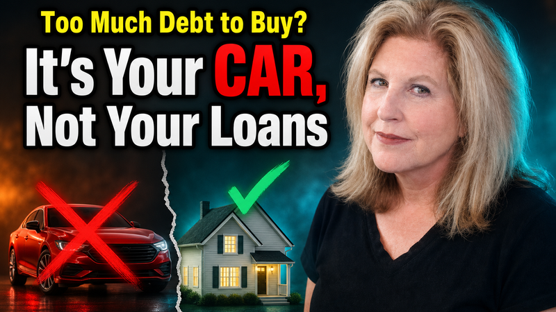 Car loan and student loan documents side by side showing equal balances but different impact on mortgage debt-to-income ratio